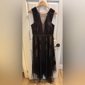 BCBGMaxAzria Black Sheer Lace Maxi Dress
